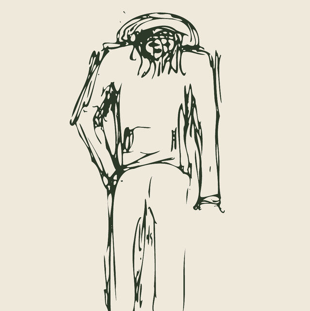 The owner’s drawing: a standing figure in a hoodie
