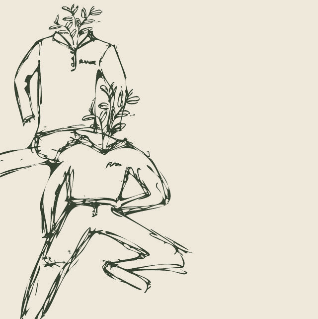 The owner’s drawing: two figures and a plant